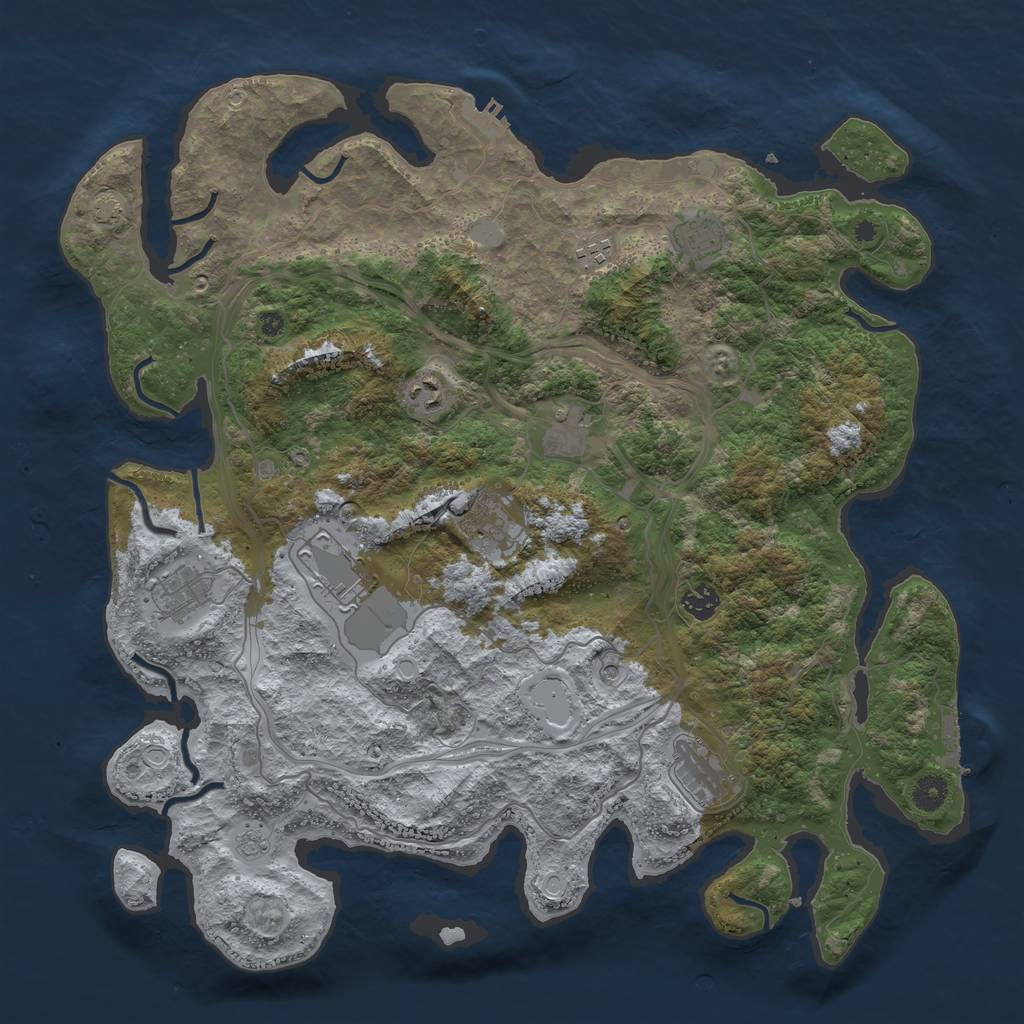 Rust Map: Procedural Map, Size: 4300, Seed: 5034704, 17 Monuments