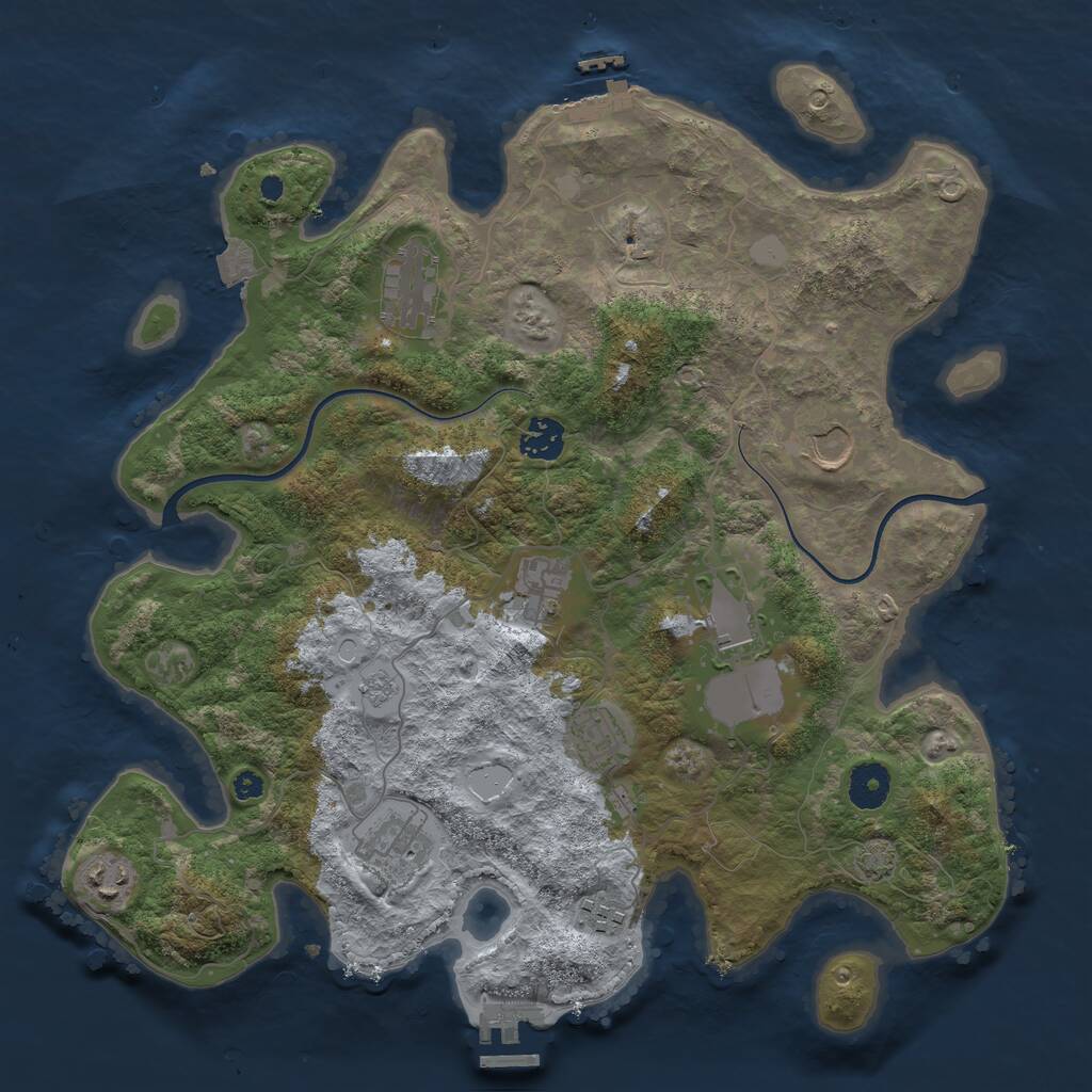 Rust Map: Procedural Map, Size: 3700, Seed: 2070400010, 14 Monuments
