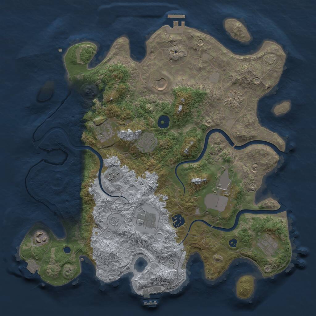 Rust Map: Procedural Map, Size: 3700, Seed: 2070400010, 16 Monuments