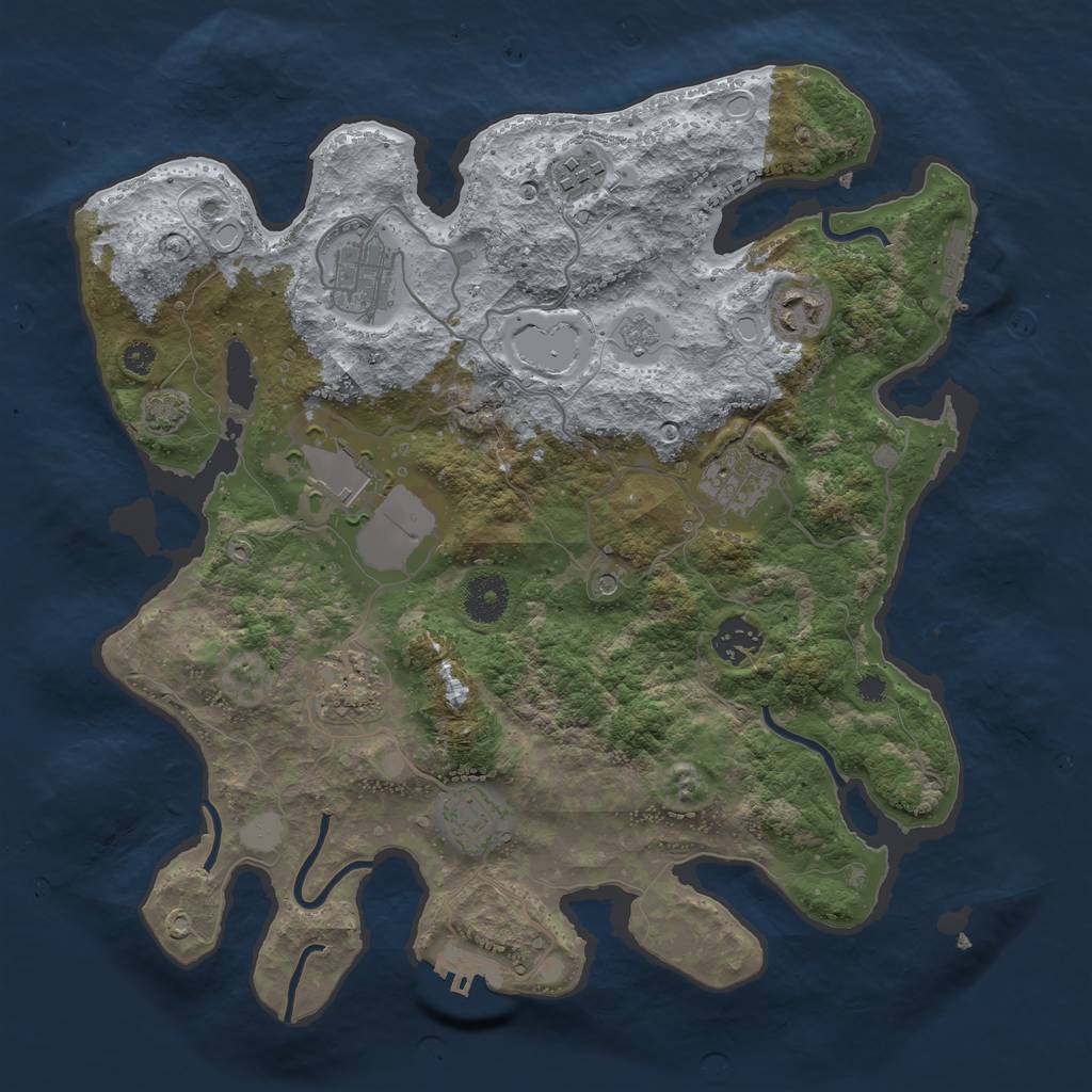 Rust Map: Procedural Map, Size: 3500, Seed: 961674010, 16 Monuments