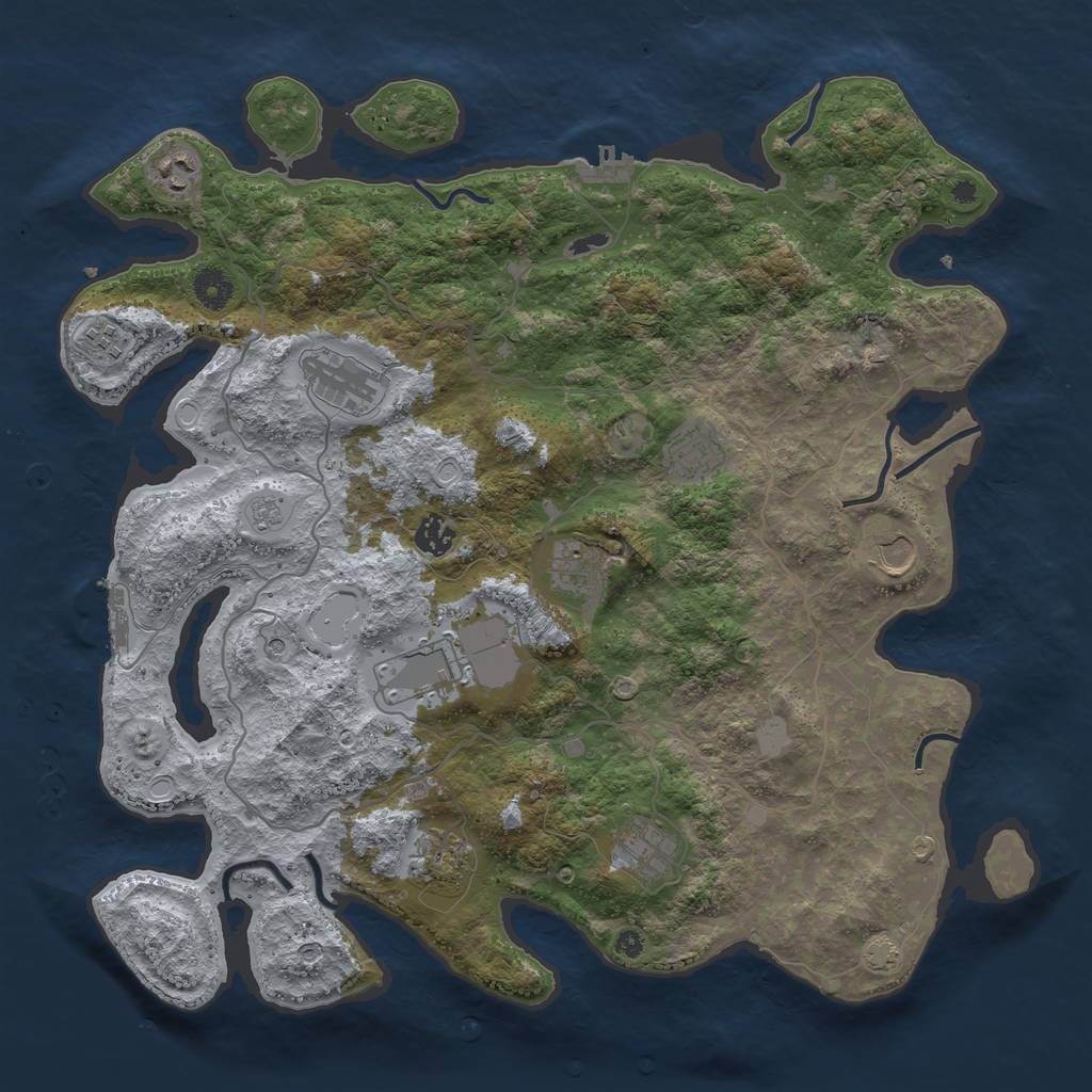 Rust Map: Procedural Map, Size: 4100, Seed: 44569883, 18 Monuments