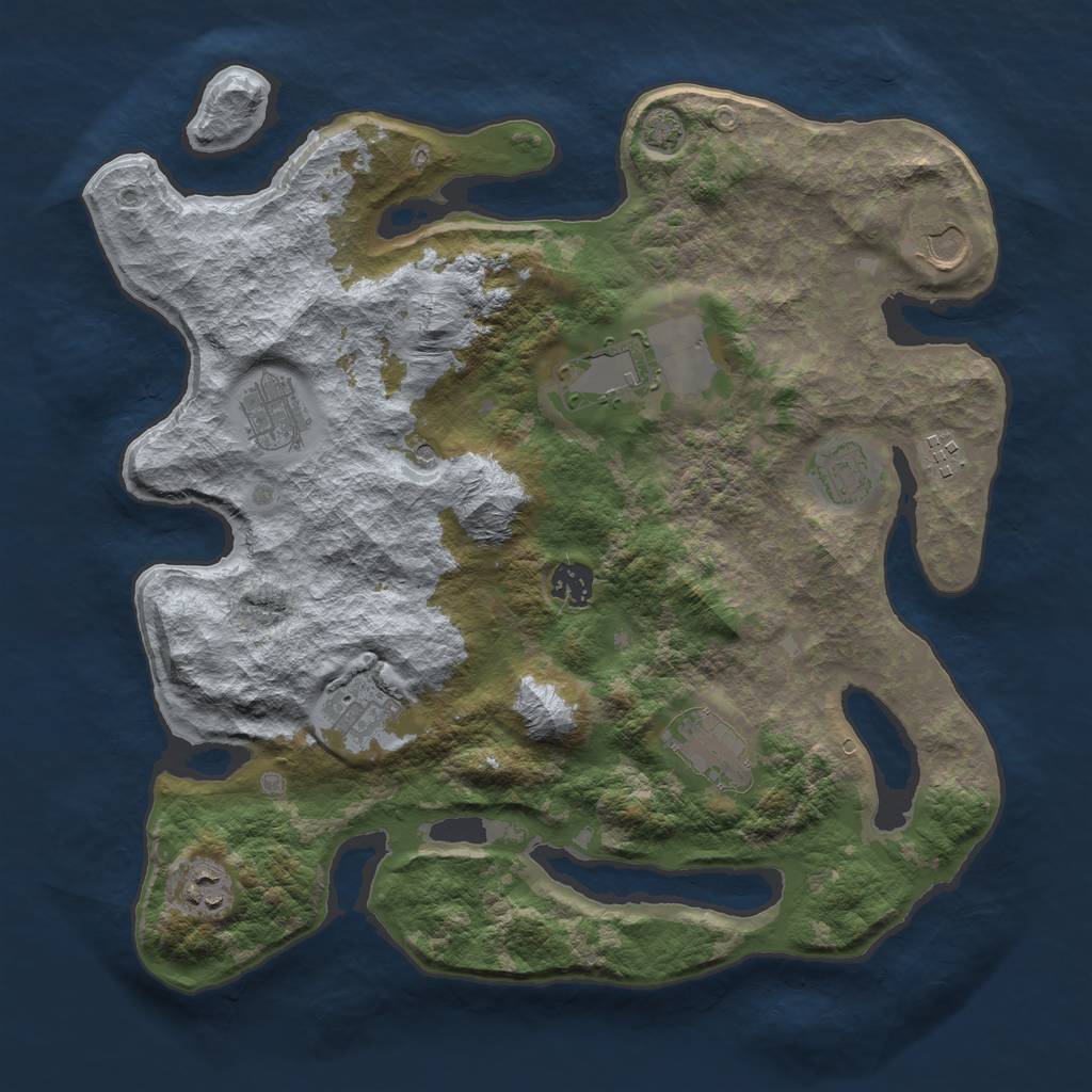Rust Map: Barren, Size: 3700, Seed: 116182449, 13 Monuments