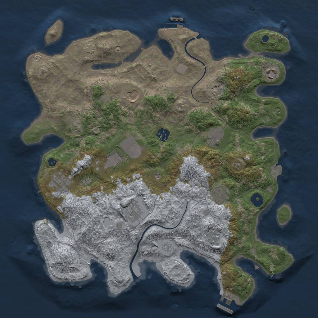 Rust Map: Procedural Map, Size: 3750, Seed: 1035573857, 15 Monuments