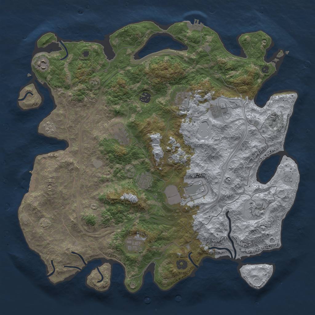 Rust Map: Procedural Map, Size: 4250, Seed: 86123568, 18 Monuments