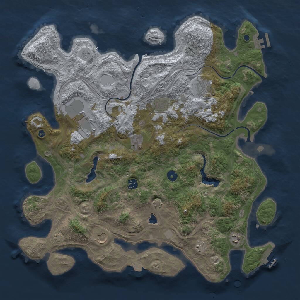 Rust Map: Procedural Map, Size: 4250, Seed: 39123868, 14 Monuments