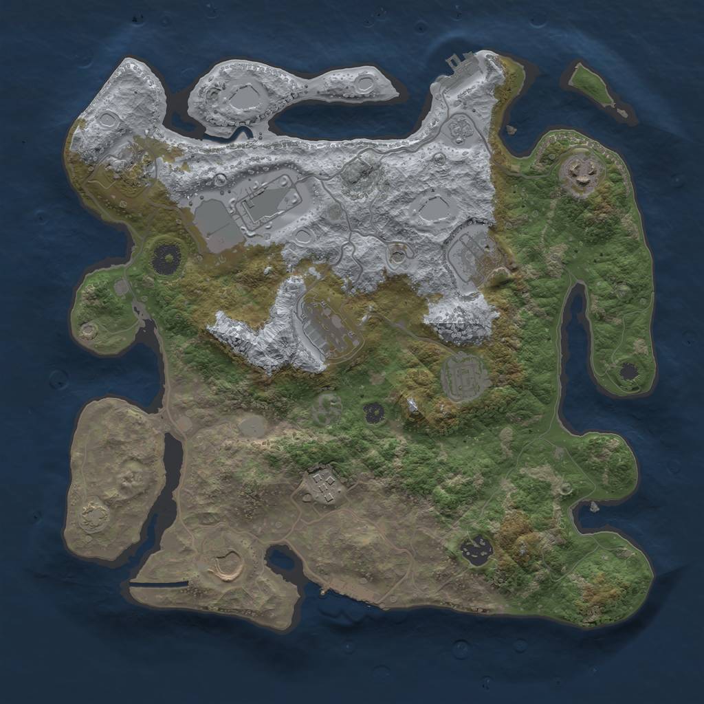 Rust Map: Procedural Map, Size: 3500, Seed: 28840997, 17 Monuments