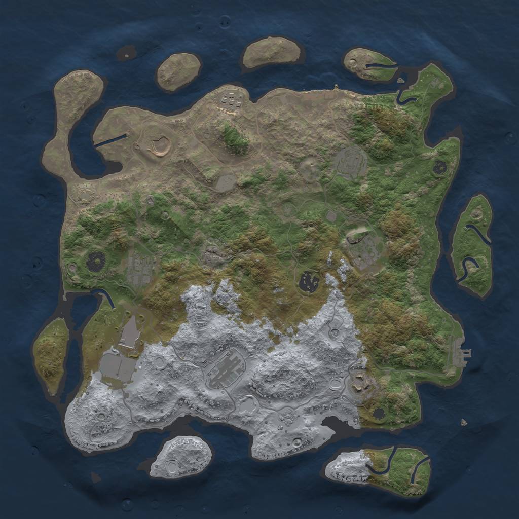 Rust Map: Procedural Map, Size: 3850, Seed: 71154140, 17 Monuments