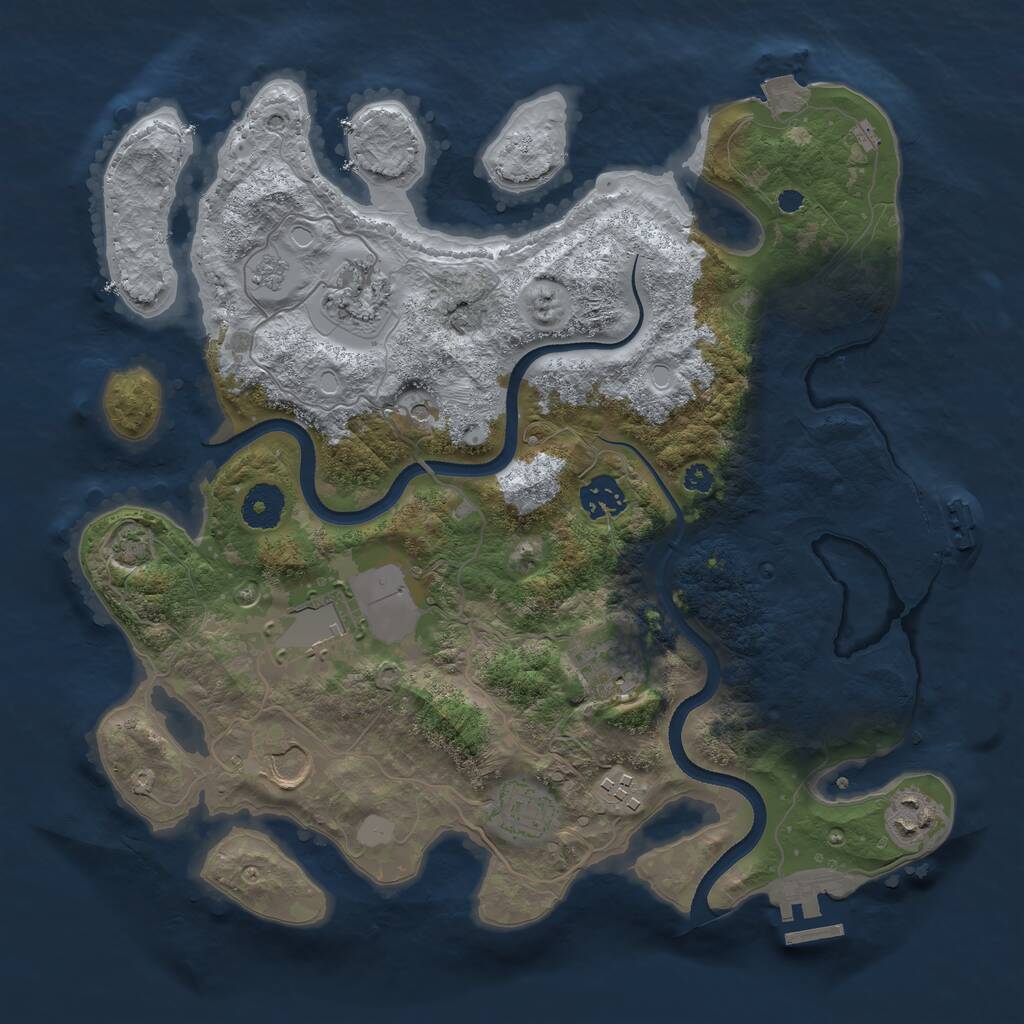 Rust Map: Procedural Map, Size: 3500, Seed: 262565785, 14 Monuments