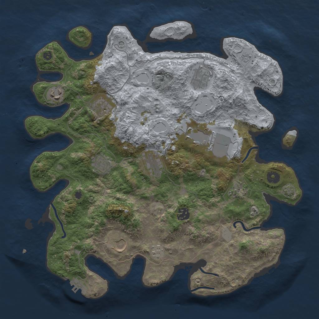 Rust Map: Procedural Map, Size: 3700, Seed: 62852605, 17 Monuments