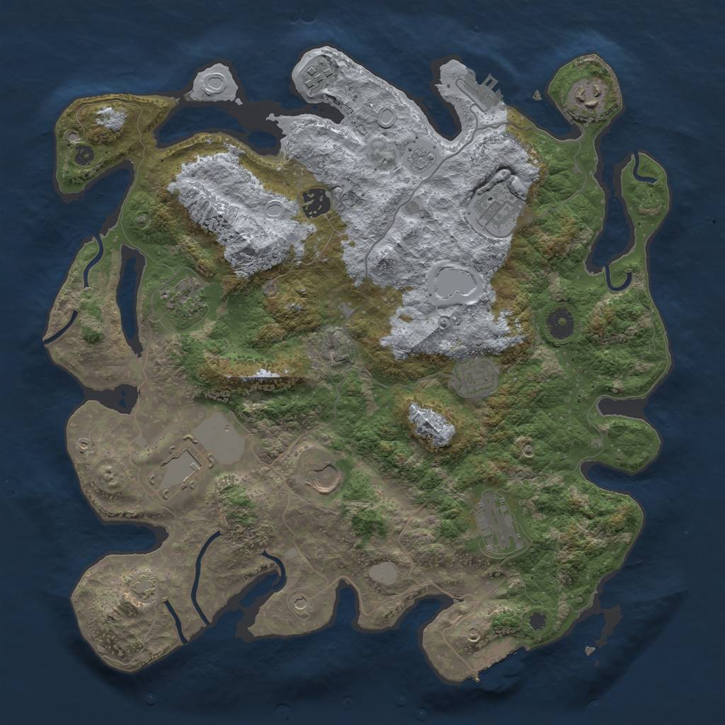 Rust Map: Procedural Map, Size: 3750, Seed: 40517442, 17 Monuments