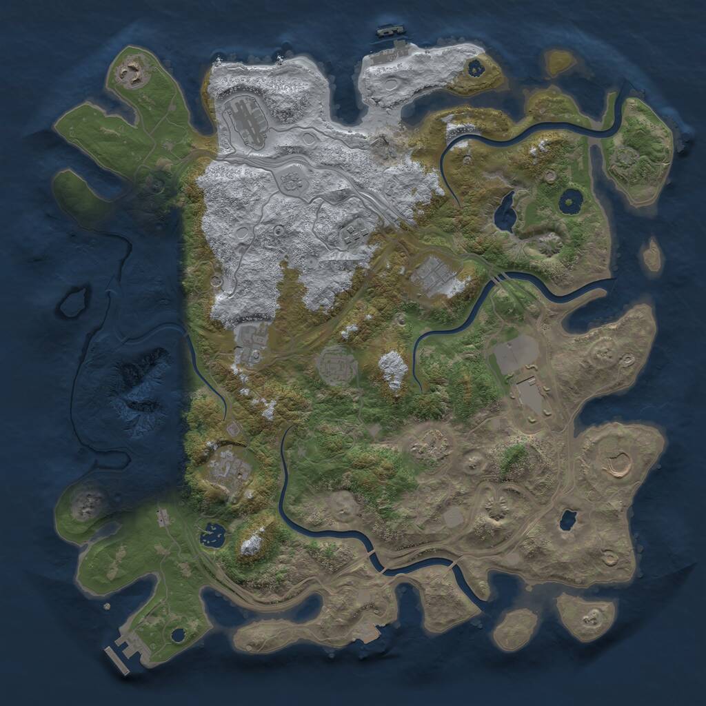 Rust Map: Procedural Map, Size: 4250, Seed: 1860719177, 17 Monuments