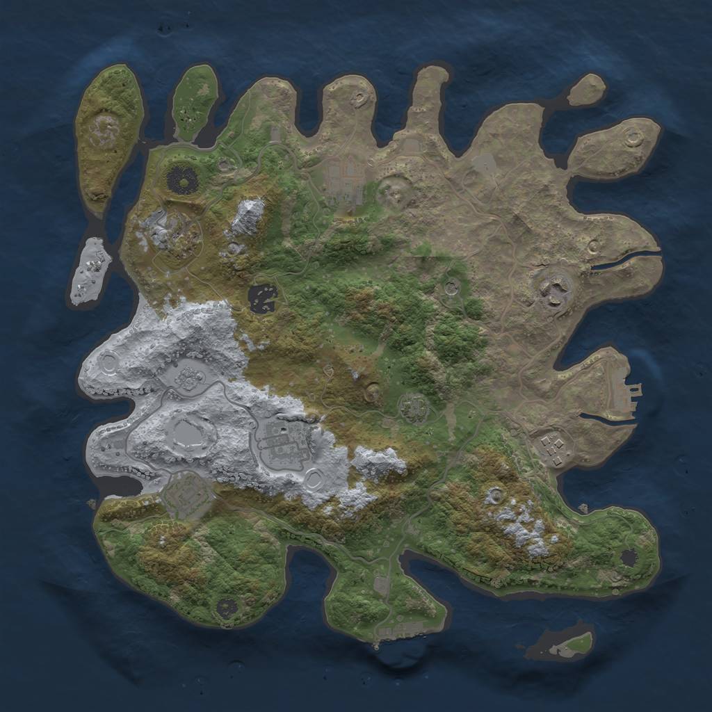 Rust Map: Procedural Map, Size: 3450, Seed: 89343952, 15 Monuments