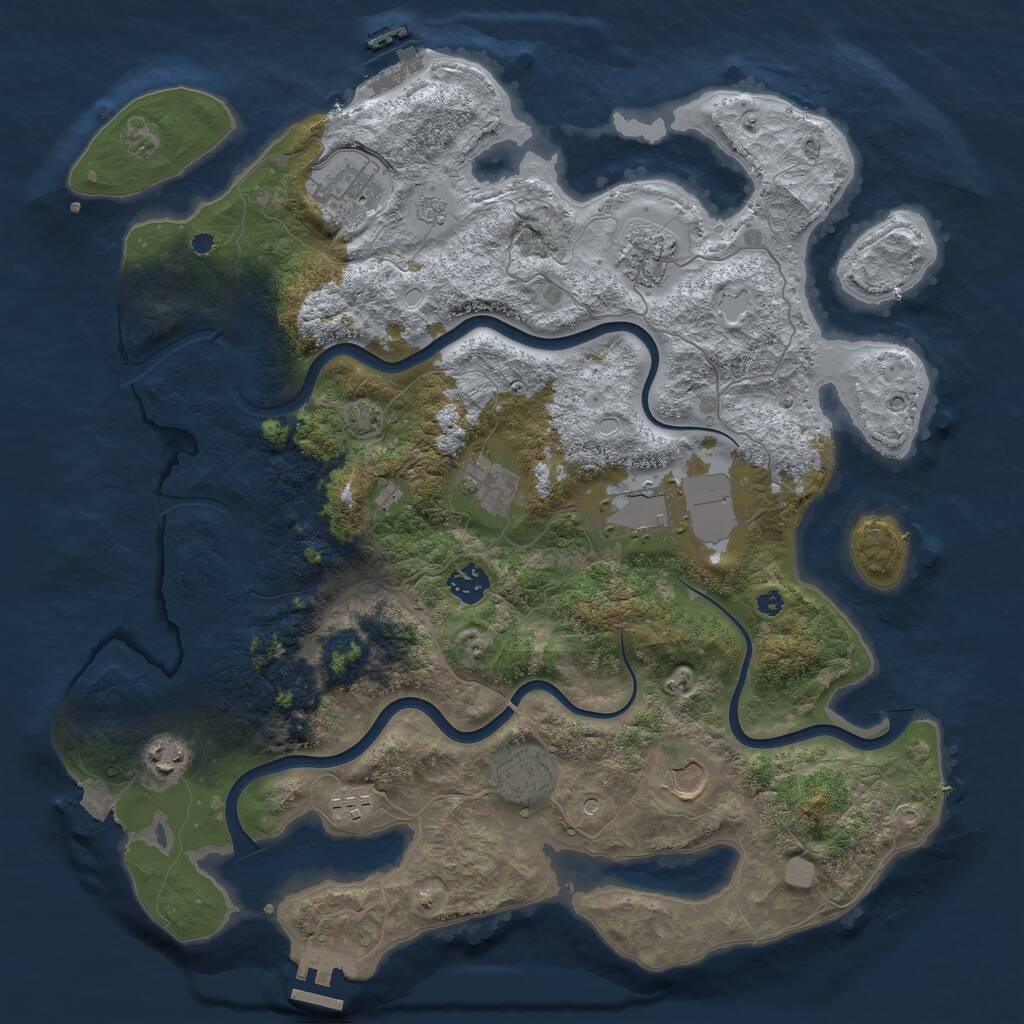 Rust Map: Procedural Map, Size: 3950, Seed: 6337944, 15 Monuments