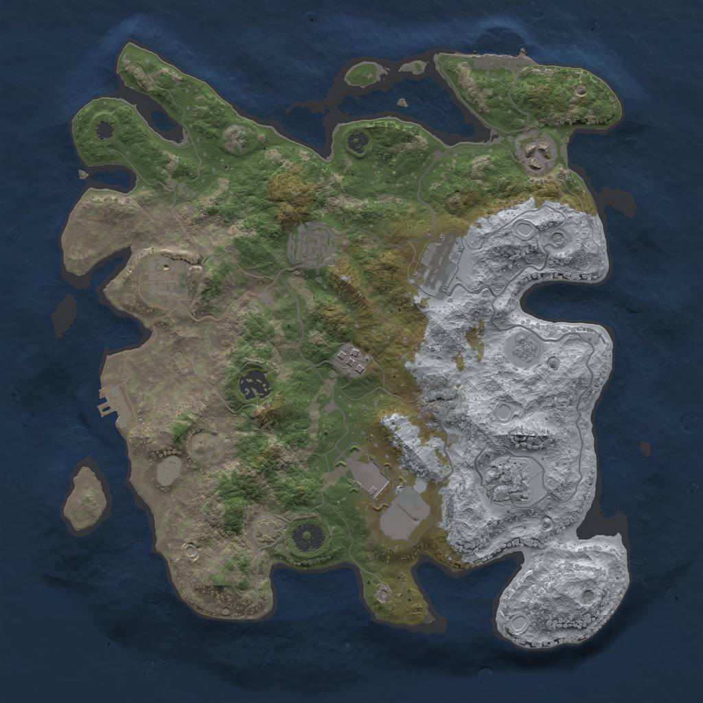Rust Map: Procedural Map, Size: 3500, Seed: 96220117, 16 Monuments