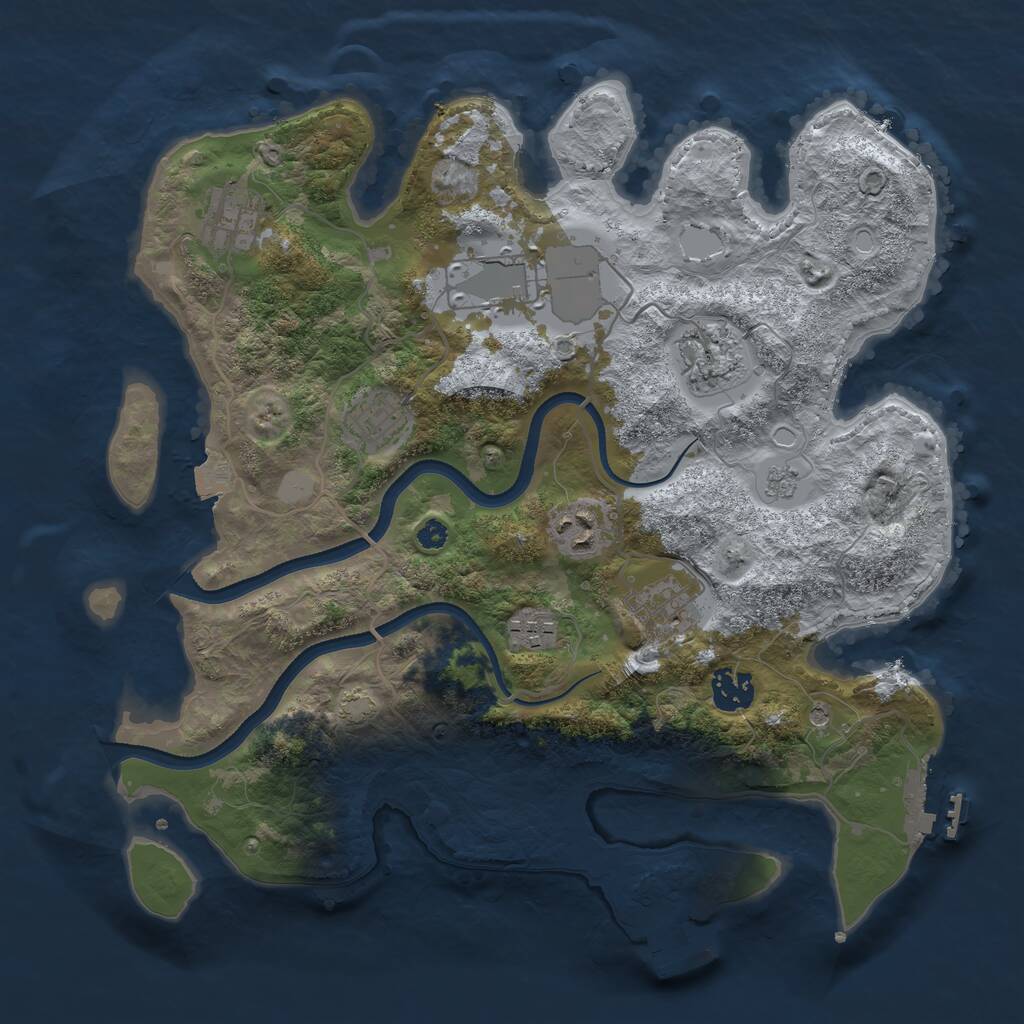 Rust Map: Procedural Map, Size: 3500, Seed: 761125518, 14 Monuments