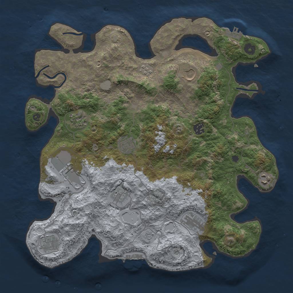 Rust Map: Procedural Map, Size: 3800, Seed: 468165465, 18 Monuments