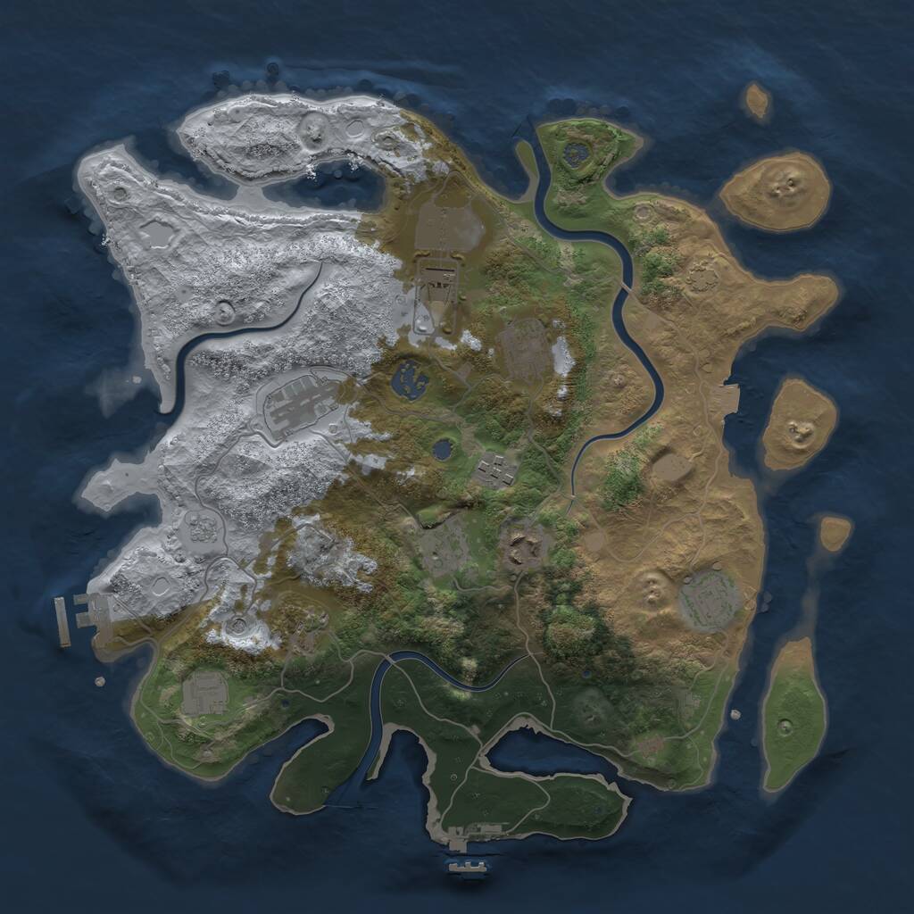 Rust Map: Procedural Map, Size: 3700, Seed: 56827747, 17 Monuments