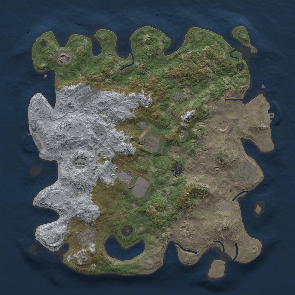 Rust Map: Procedural Map, Size: 3950, Seed: 25184821, 18 Monuments