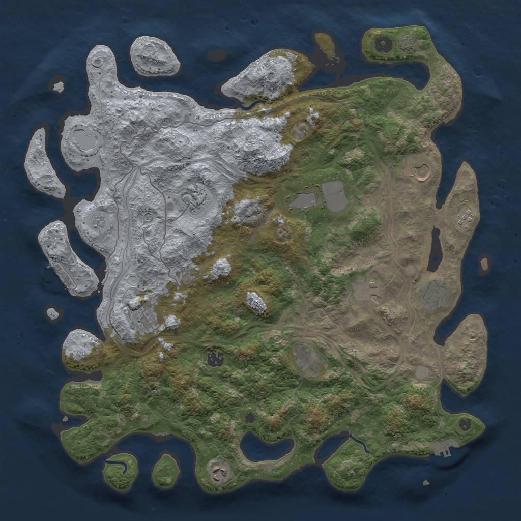 Rust Map: Procedural Map, Size: 4500, Seed: 1810735451, 18 Monuments