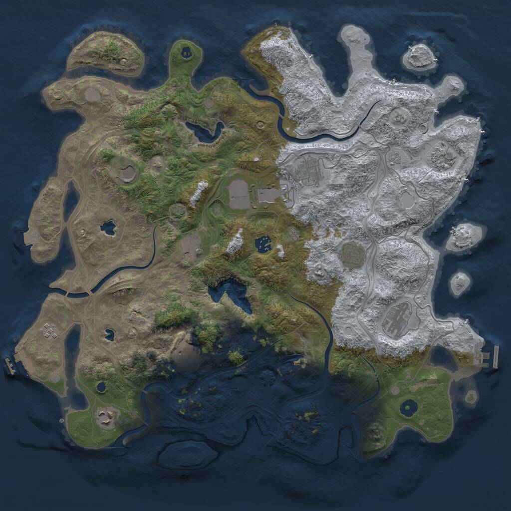 Rust Map: Procedural Map, Size: 4500, Seed: 64810, 17 Monuments