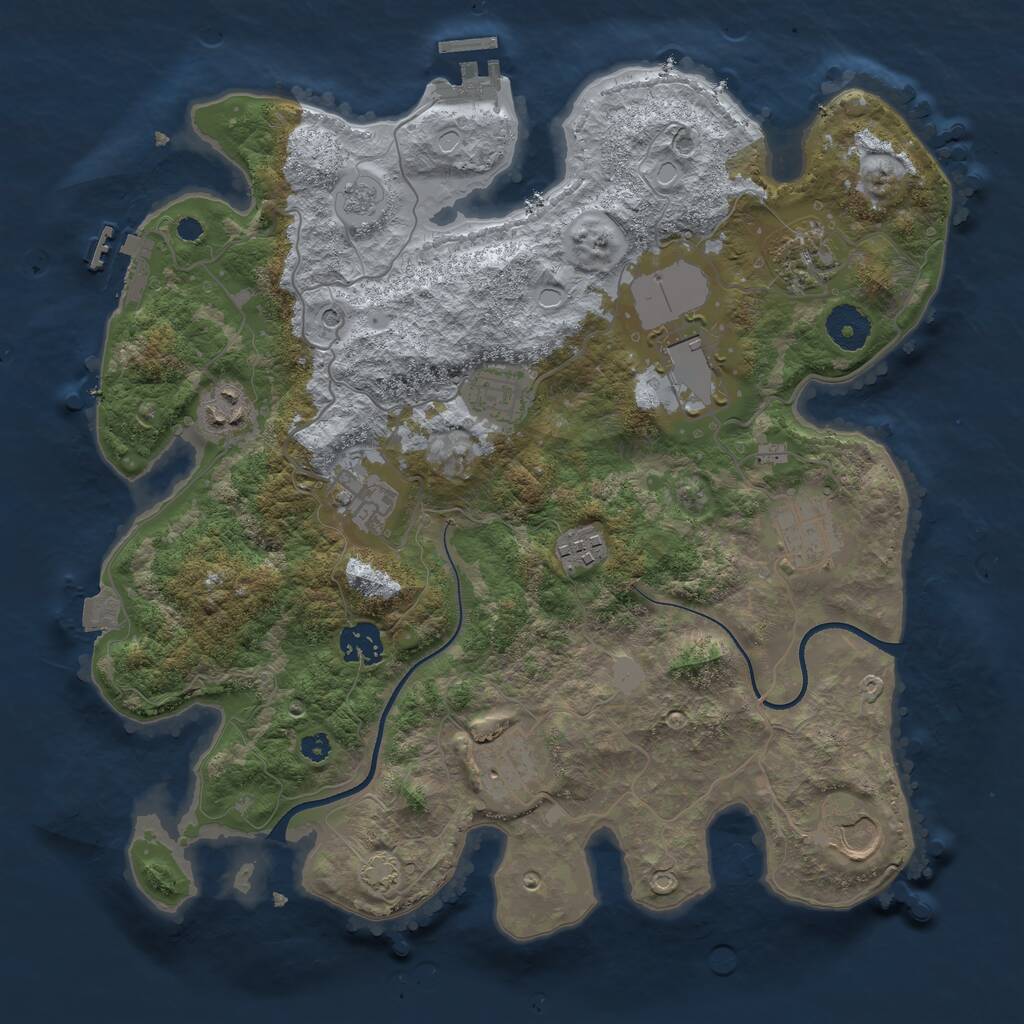 Rust Map: Procedural Map, Size: 3500, Seed: 1583491392, 16 Monuments