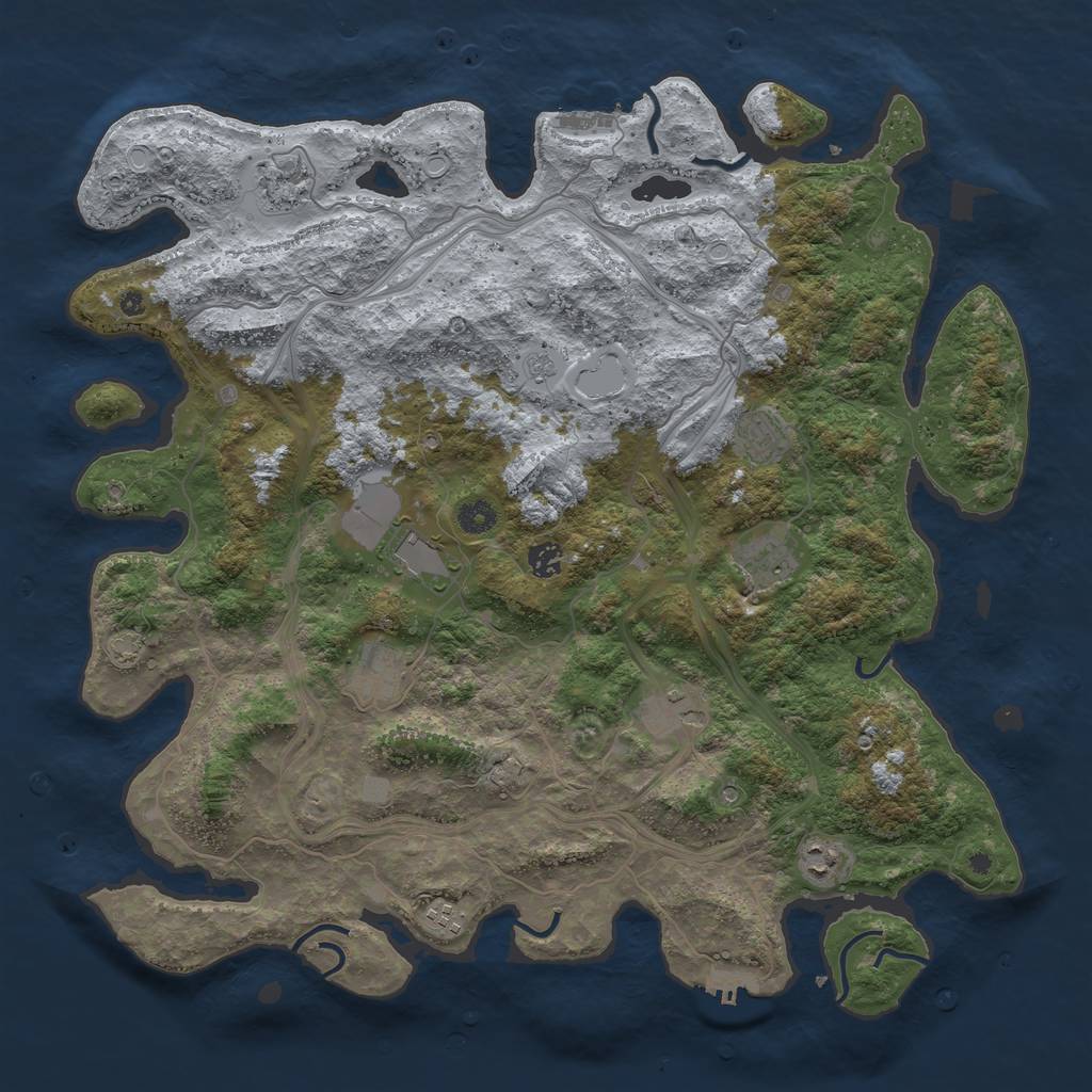 Rust Map: Procedural Map, Size: 4500, Seed: 436108151, 17 Monuments