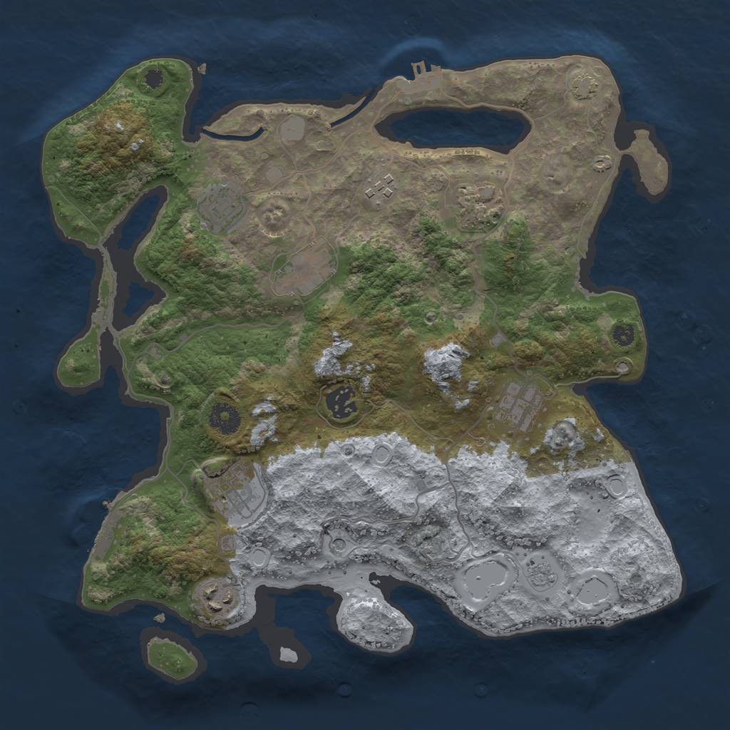 Rust Map: Procedural Map, Size: 3450, Seed: 16020193, 16 Monuments