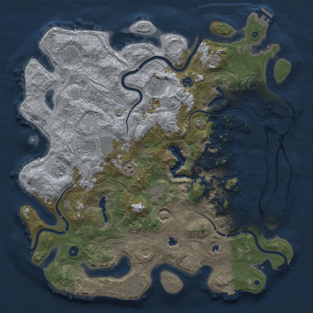 Rust Map: Procedural Map, Size: 4600, Seed: 2075014020, 15 Monuments
