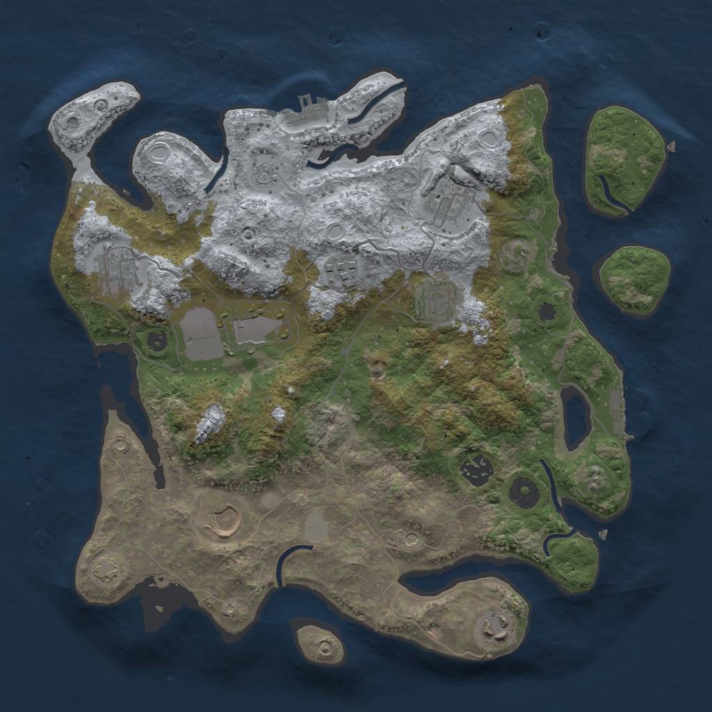 Rust Map: Procedural Map, Size: 3500, Seed: 41256781, 16 Monuments