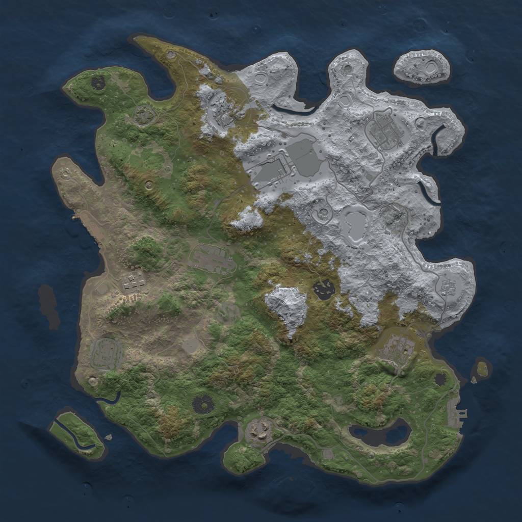Rust Map: Procedural Map, Size: 3750, Seed: 76565060, 17 Monuments