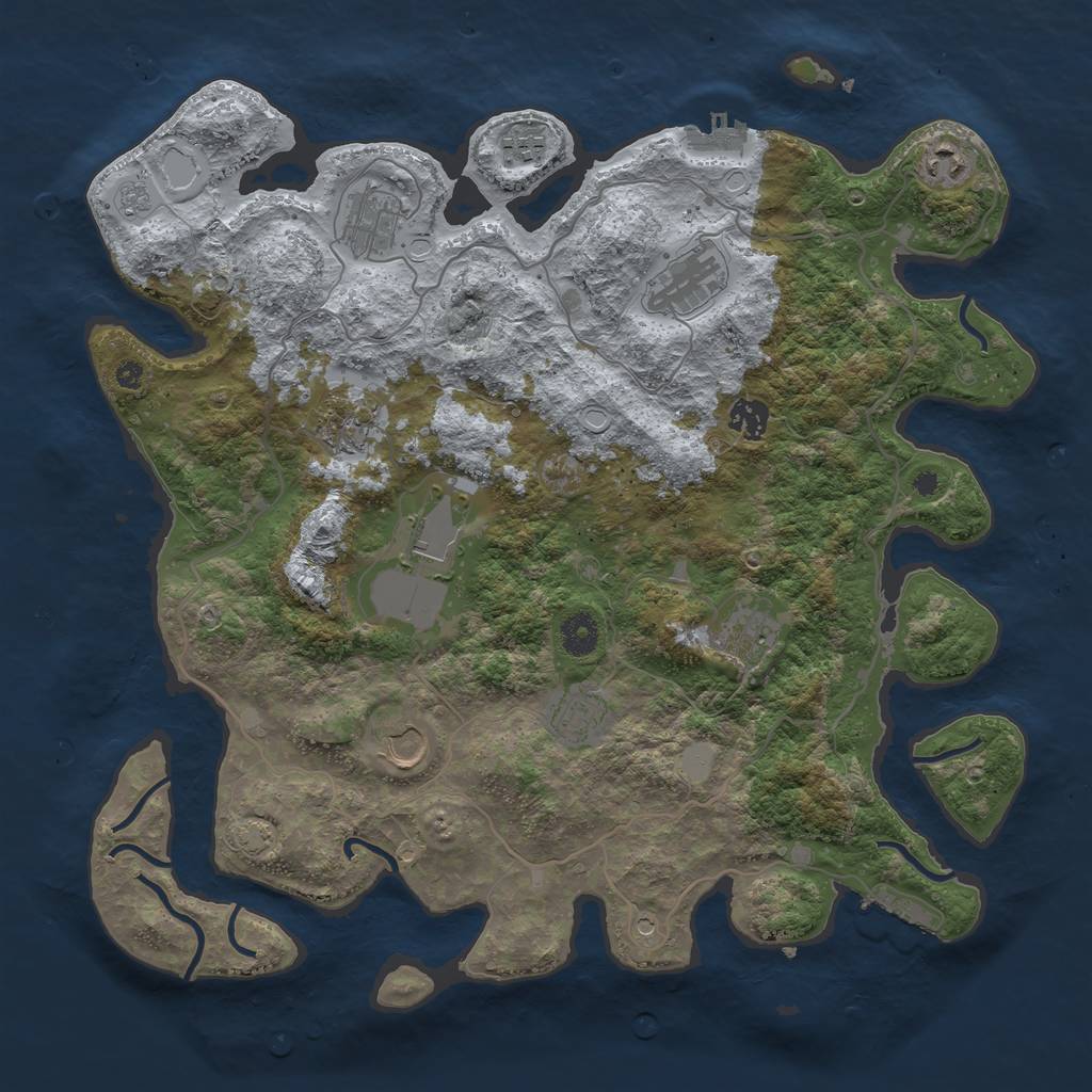 Rust Map: Procedural Map, Size: 4000, Seed: 1337331225, 18 Monuments