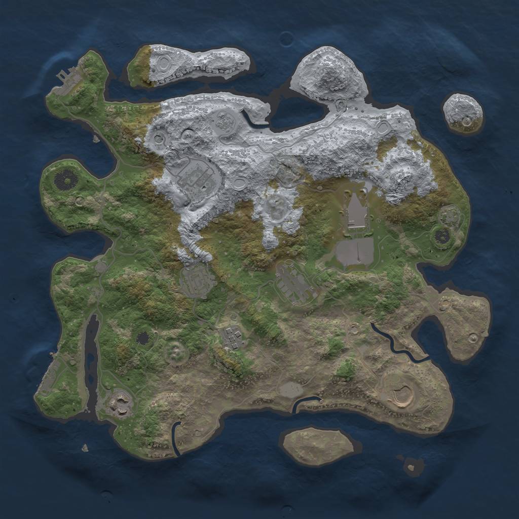 Rust Map: Procedural Map, Size: 3550, Seed: 48039341, 15 Monuments