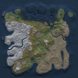 Thumbnail Rust Map: Procedural Map, Size: 3750, Seed: 93819393, 15 Monuments