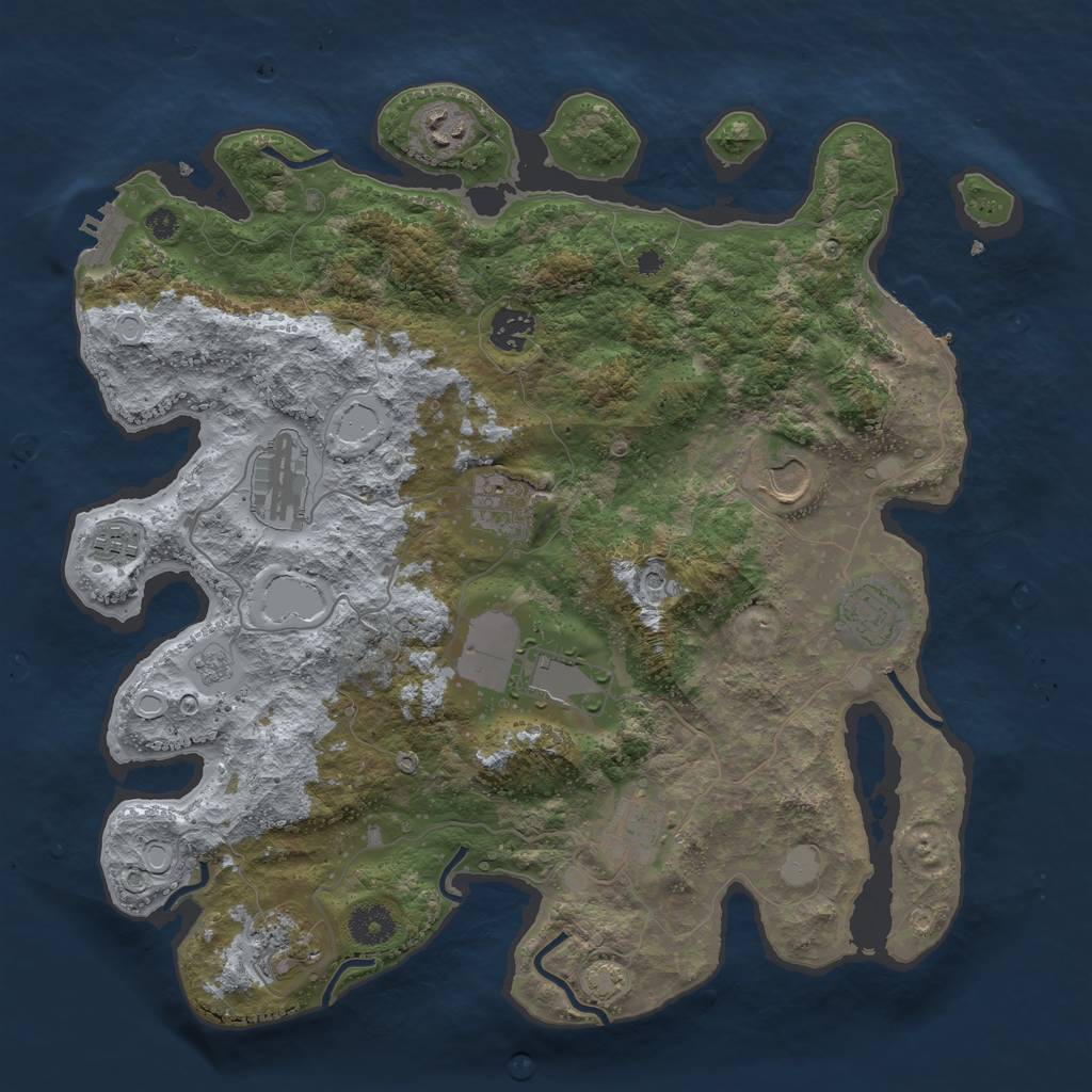 Rust Map: Procedural Map, Size: 3750, Seed: 93819393, 18 Monuments