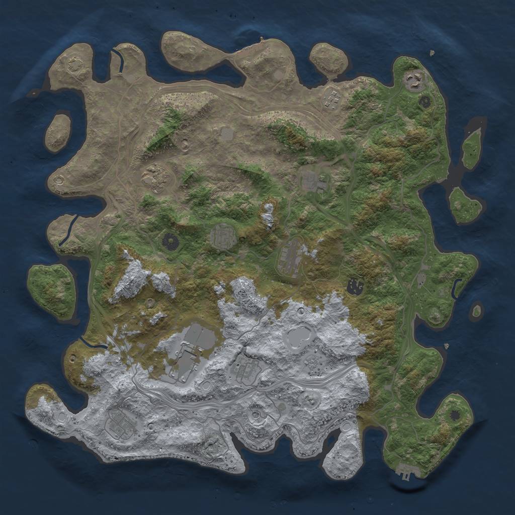 Rust Map: Procedural Map, Size: 4500, Seed: 132177795, 18 Monuments