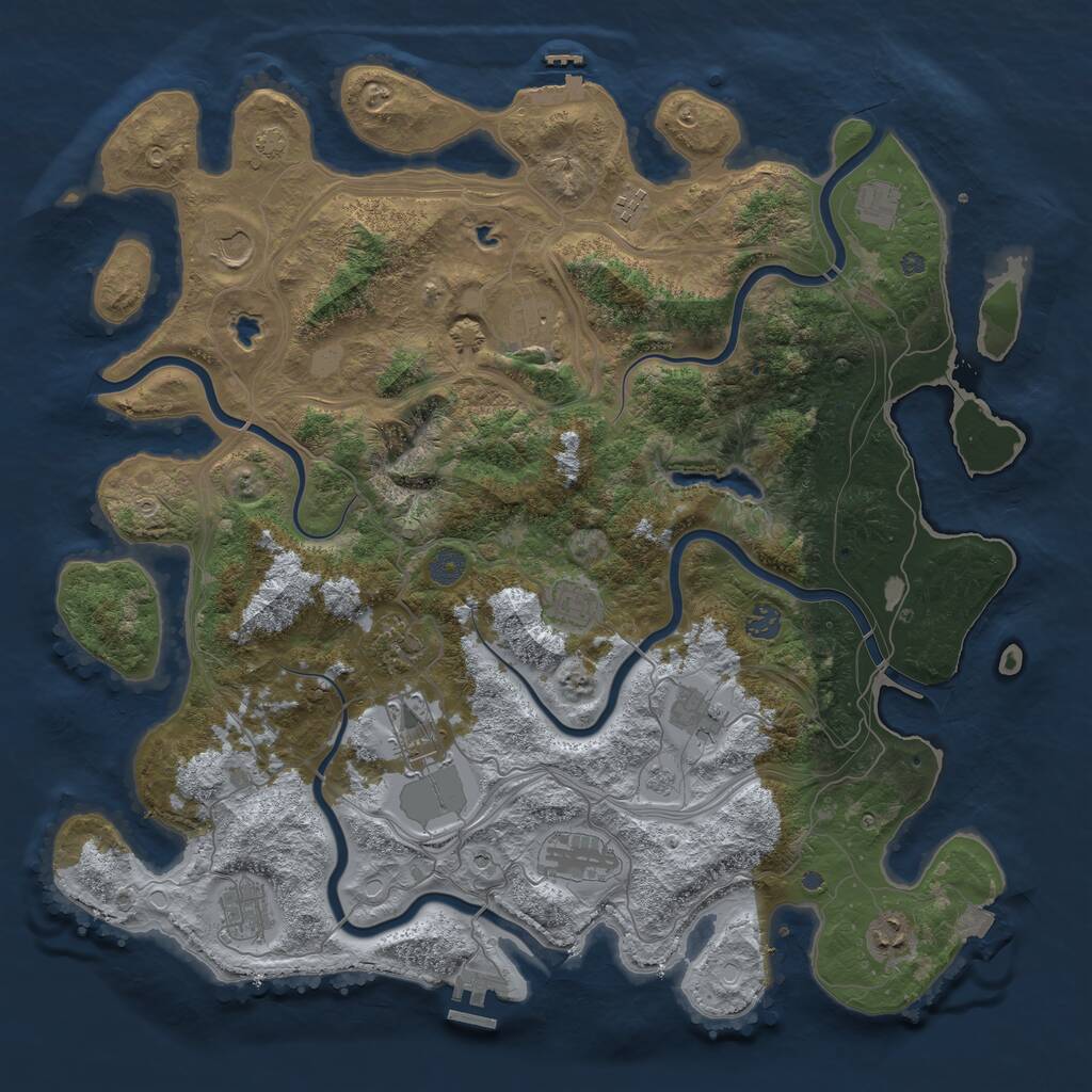 Rust Map: Procedural Map, Size: 4500, Seed: 132177795, 19 Monuments