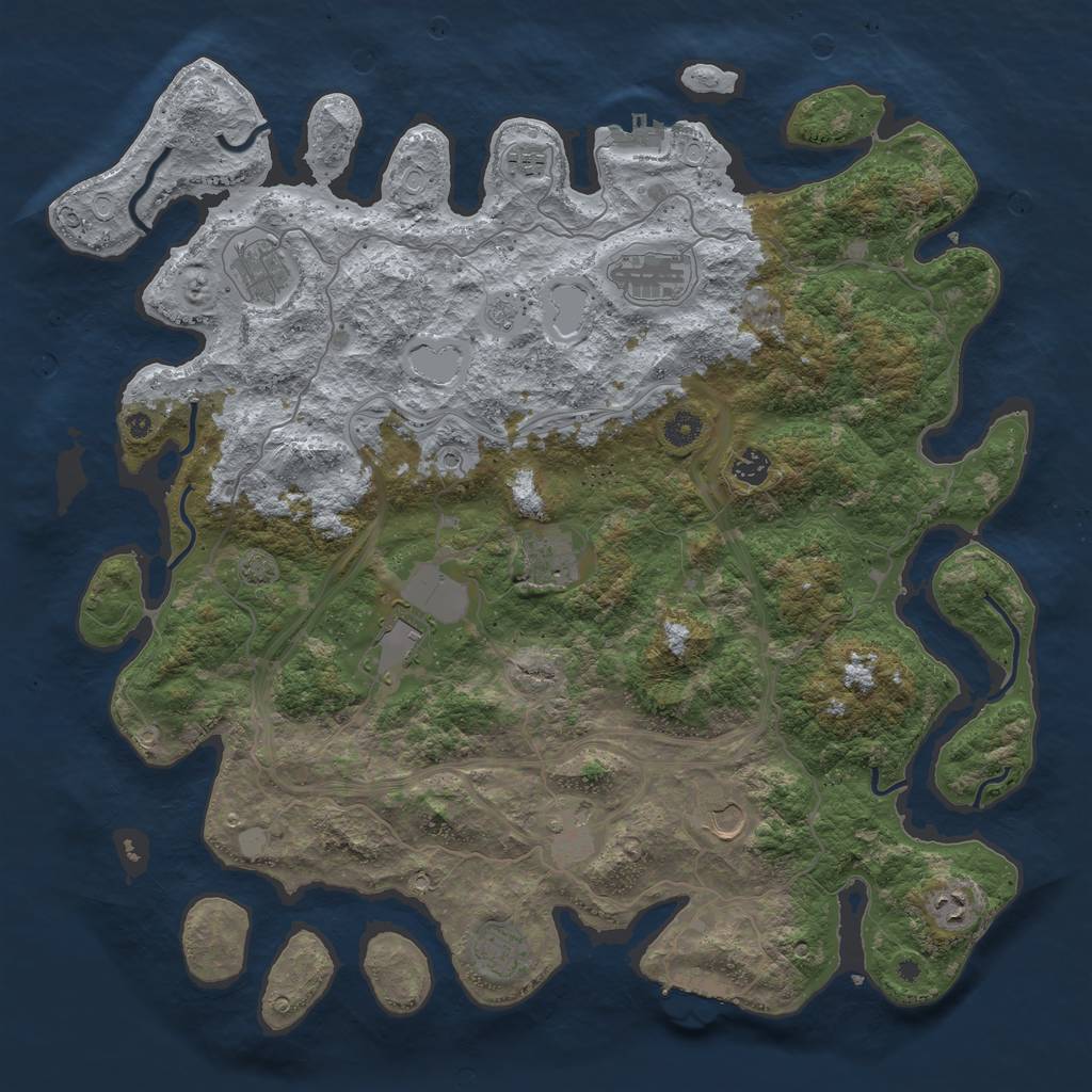 Rust Map: Procedural Map, Size: 4500, Seed: 1557277186, 18 Monuments
