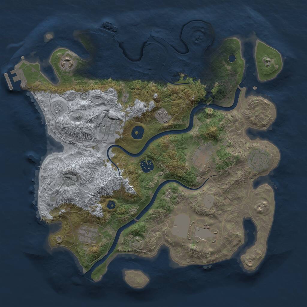 Rust Map: Procedural Map, Size: 3500, Seed: 57837296, 14 Monuments