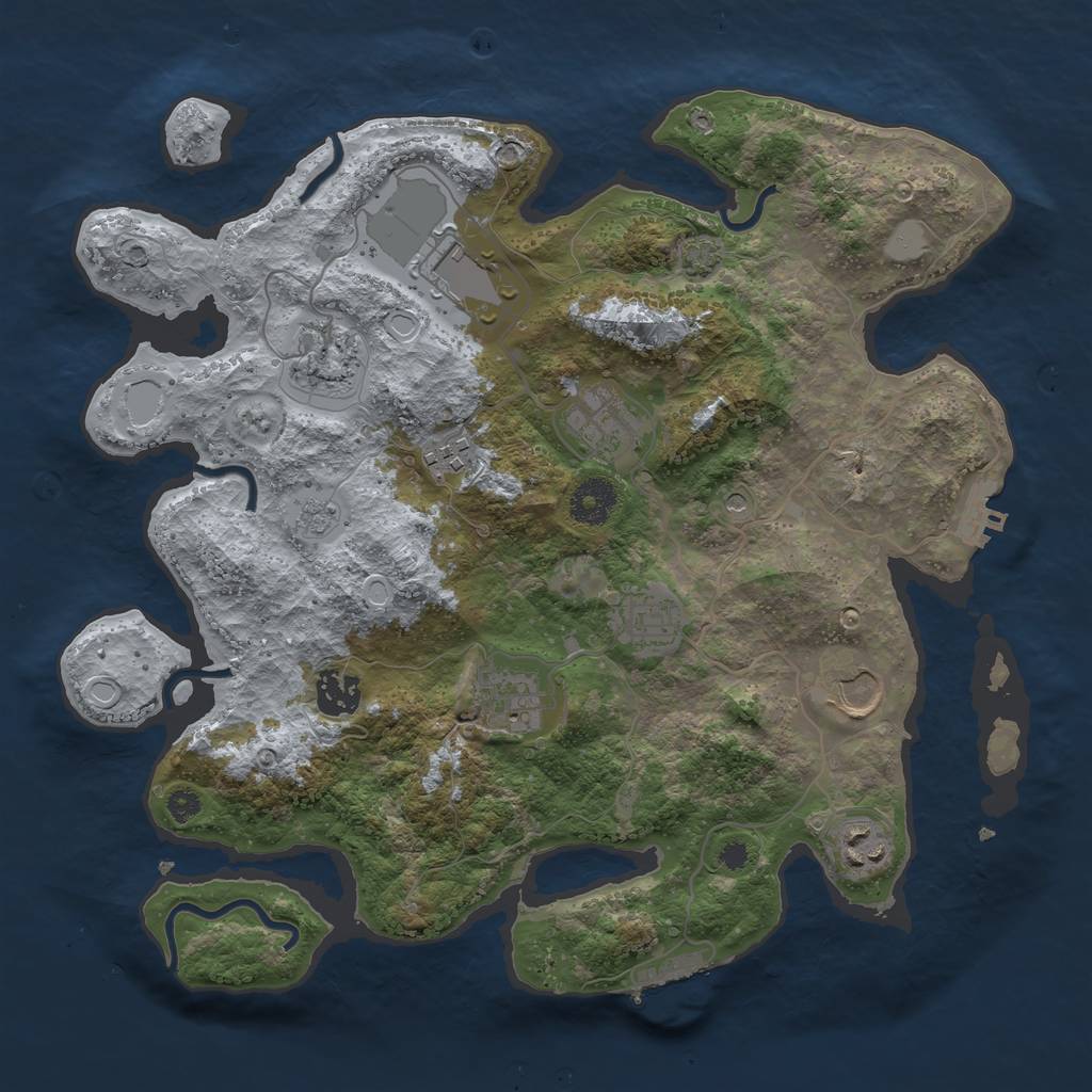Rust Map: Procedural Map, Size: 3500, Seed: 57265527, 17 Monuments