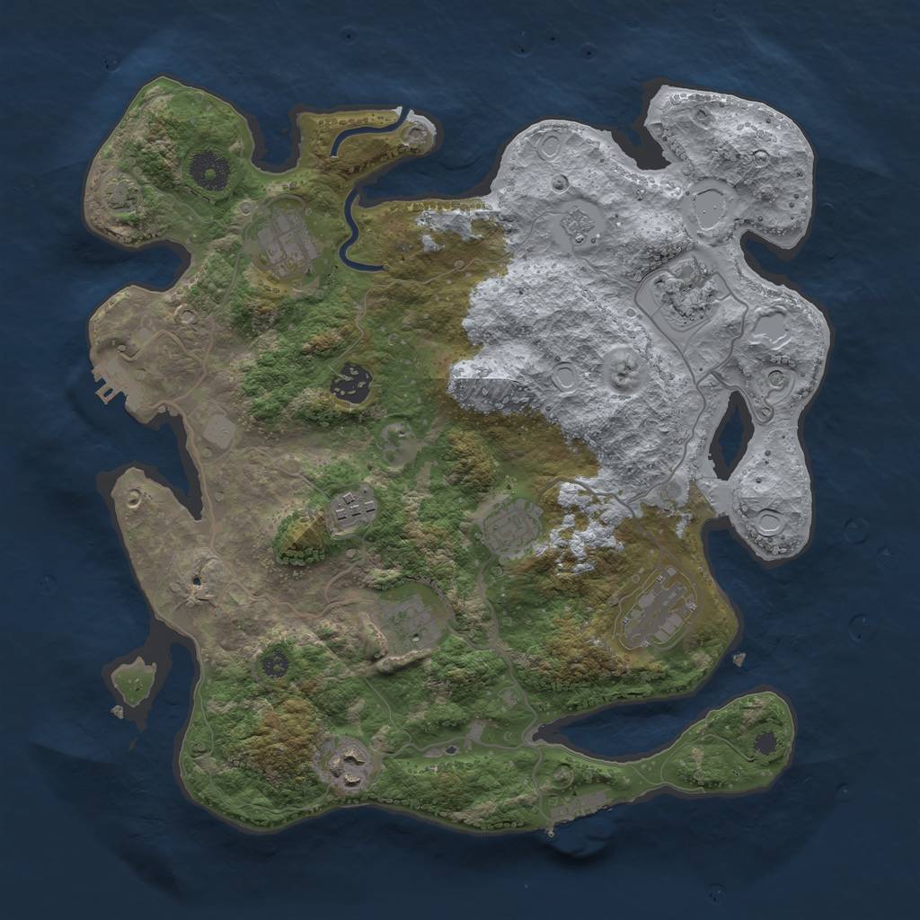 Rust Map: Procedural Map, Size: 3450, Seed: 40629761, 16 Monuments