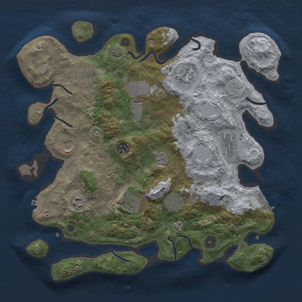 Rust Map: Procedural Map, Size: 3700, Seed: 188663740, 18 Monuments