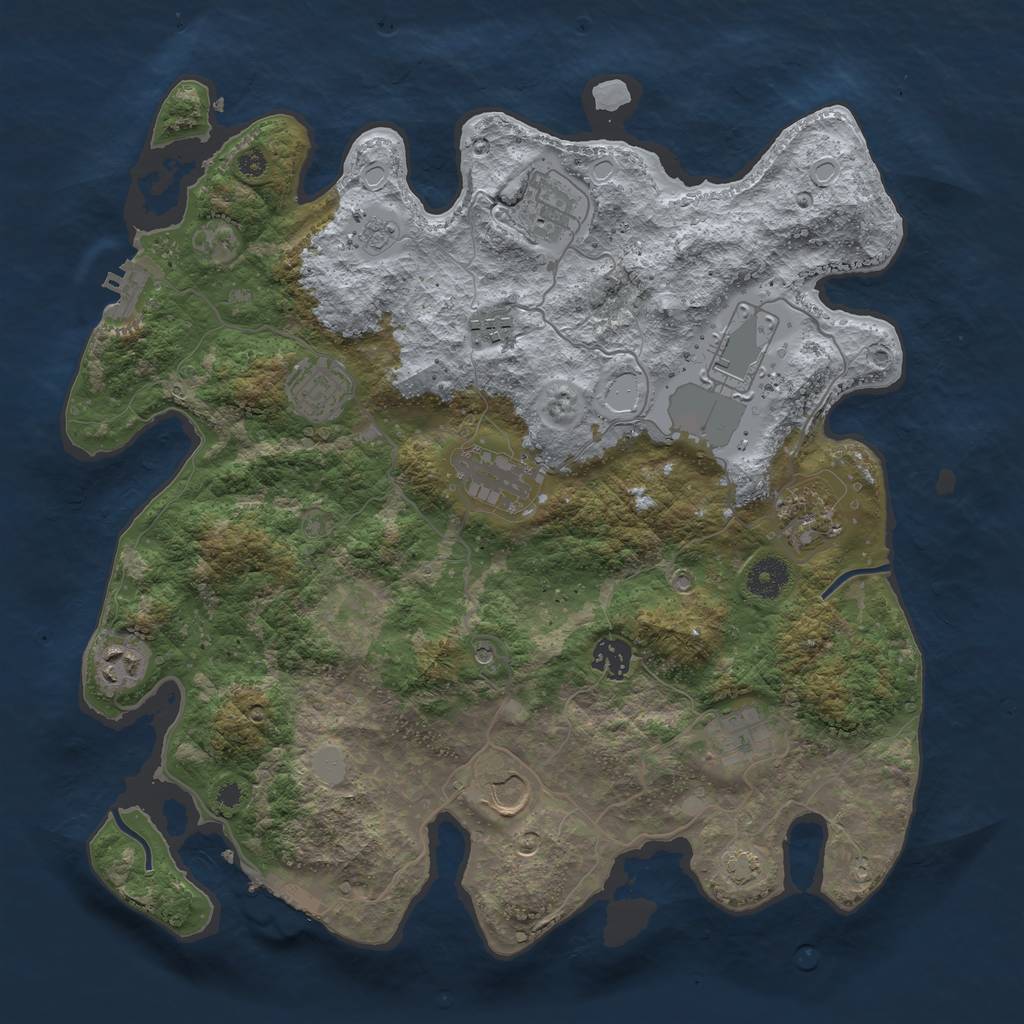 Rust Map: Procedural Map, Size: 3750, Seed: 61182927, 18 Monuments