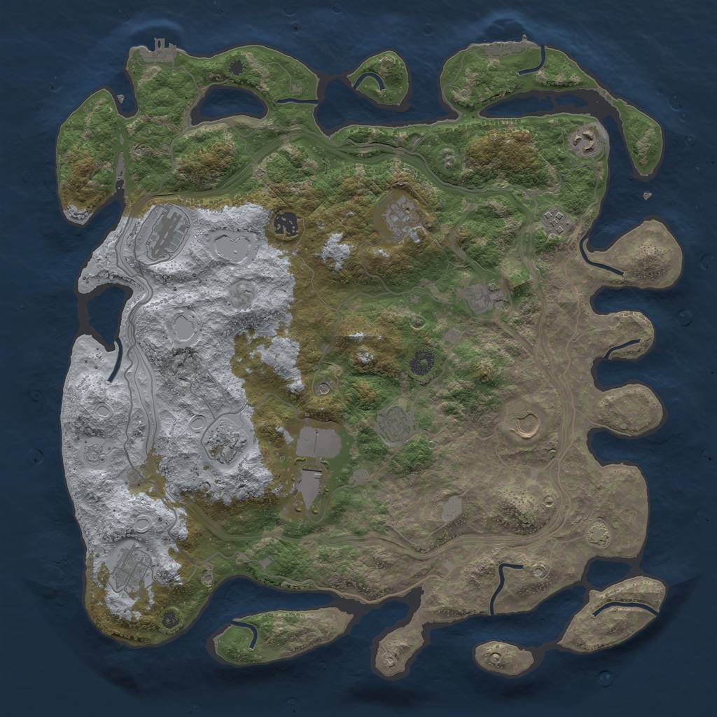 Rust Map: Procedural Map, Size: 4300, Seed: 58673718, 19 Monuments