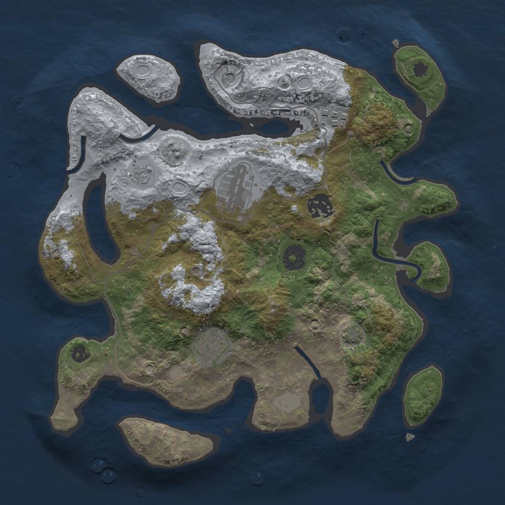 Rust Map: Procedural Map, Size: 3000, Seed: 1507024940, 10 Monuments
