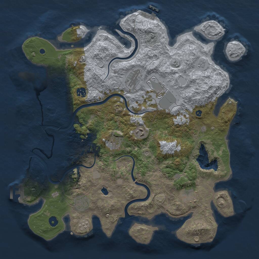 Rust Map: Procedural Map, Size: 4000, Seed: 4858, 14 Monuments