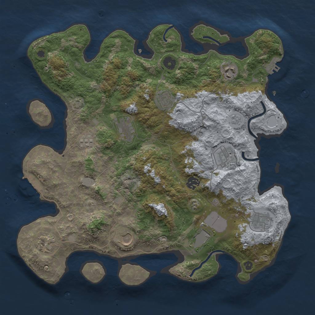 Rust Map: Procedural Map, Size: 3750, Seed: 53, 18 Monuments