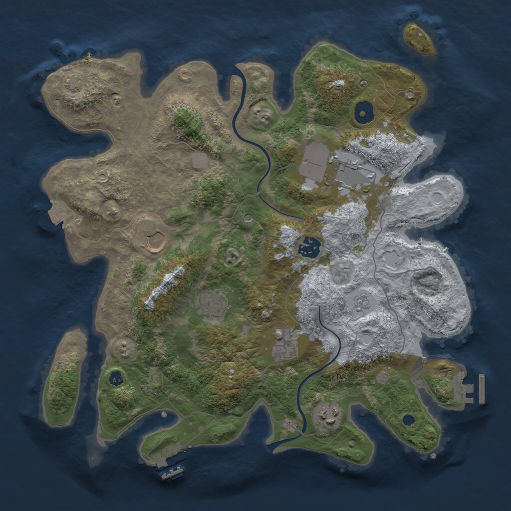 Rust Map: Procedural Map, Size: 3550, Seed: 62458094, 12 Monuments