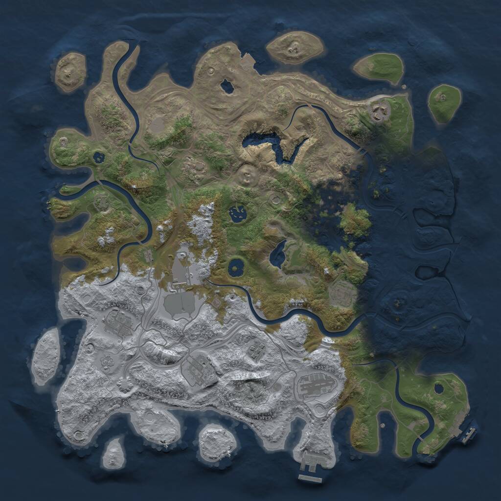Rust Map: Procedural Map, Size: 4300, Seed: 23128395, 16 Monuments