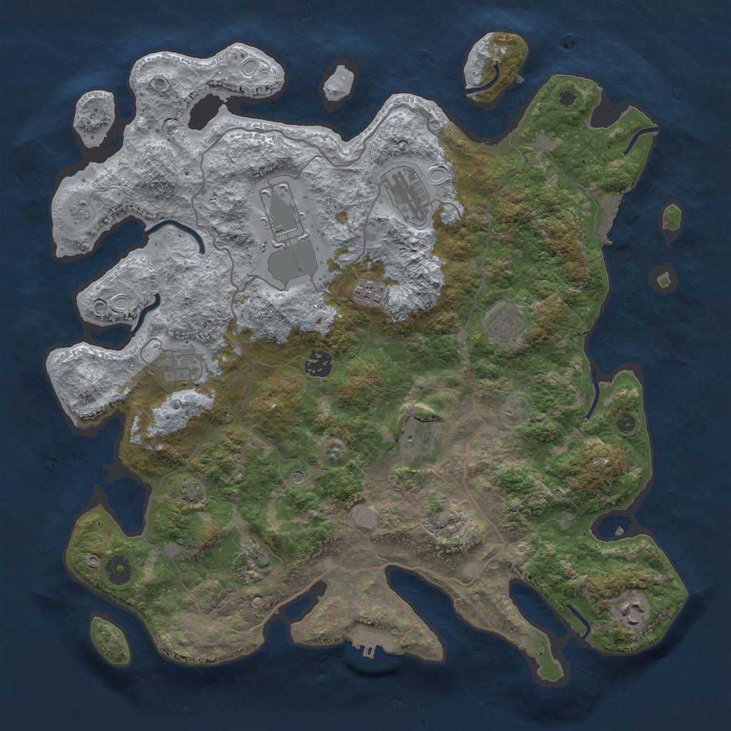 Rust Map: Procedural Map, Size: 4000, Seed: 44557755, 17 Monuments