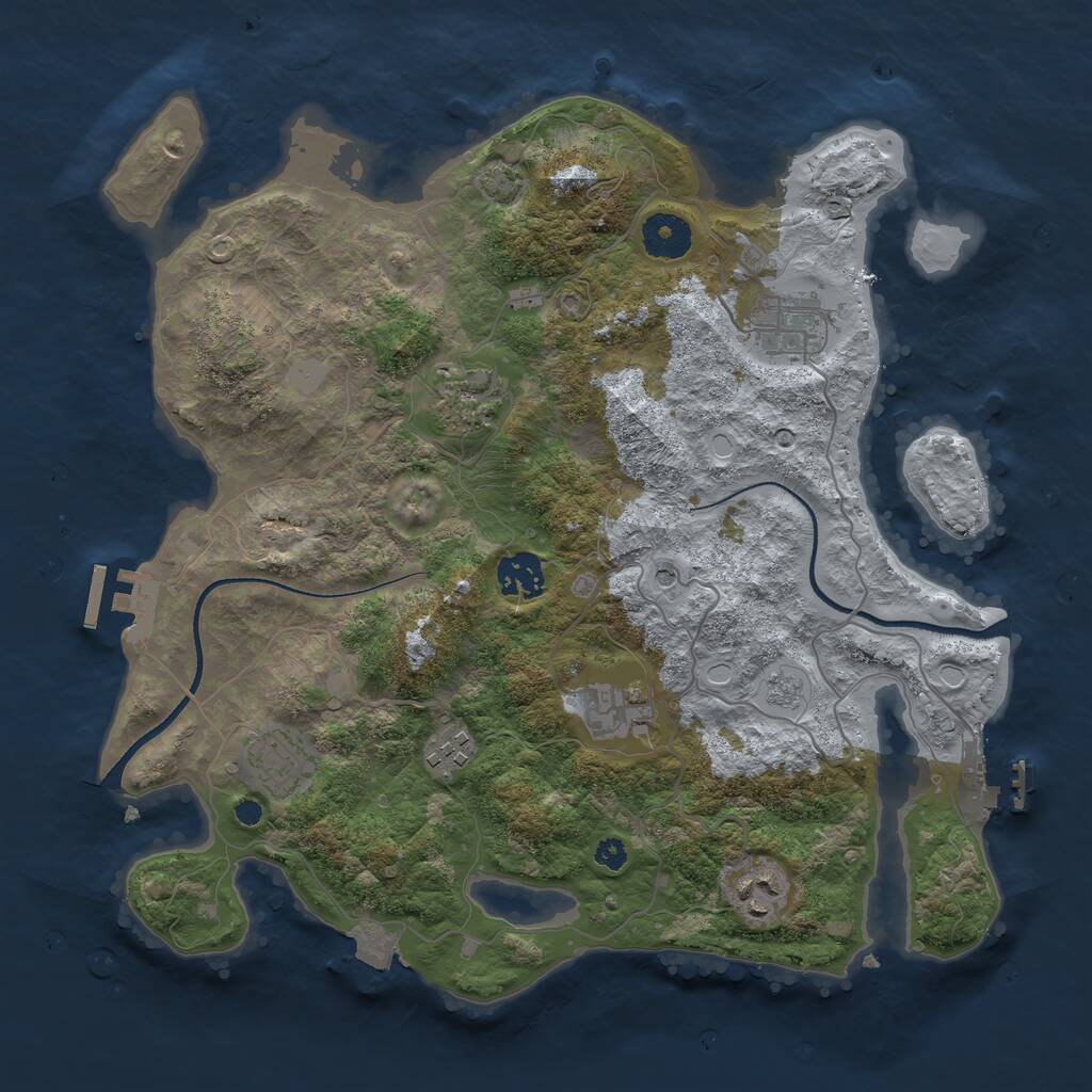 Rust Map: Procedural Map, Size: 3450, Seed: 5781896, 13 Monuments